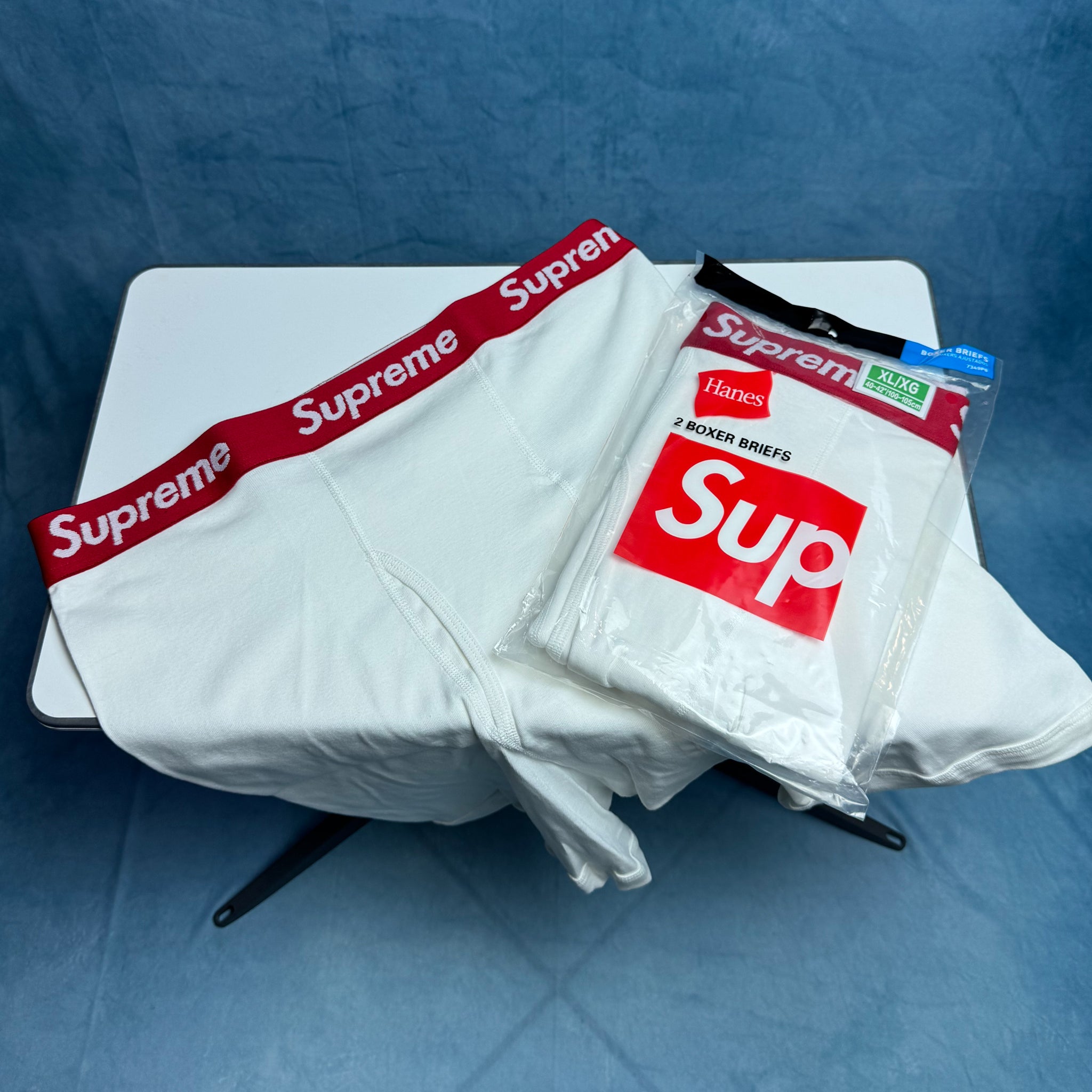 Hanes x Supreme Cueca Boxer Briefs 2 Pack Branca